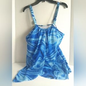 Del Raya Aqua Spandex Swirl Mesh Tankini Top